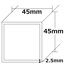 アルミウッド45角　断面図