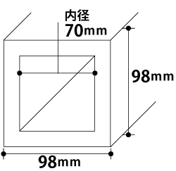 Eee-Lumber（98mm×98mm×2m）(EWH-L100)の断面図