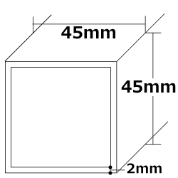 アルミウッド45角　断面図
