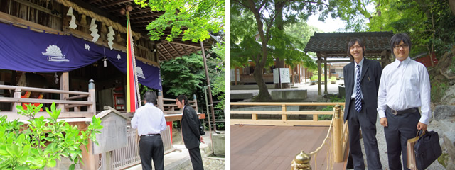 神社　人工木ウッドデッキ